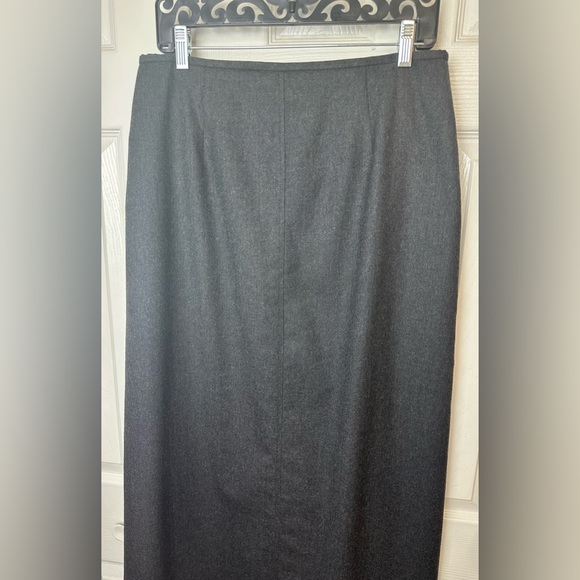 TALBOTS 100% Wool Maxi Skirt Charcoal Gray Lined Rear Slit Long Length Ankle - Picture 2 of 7